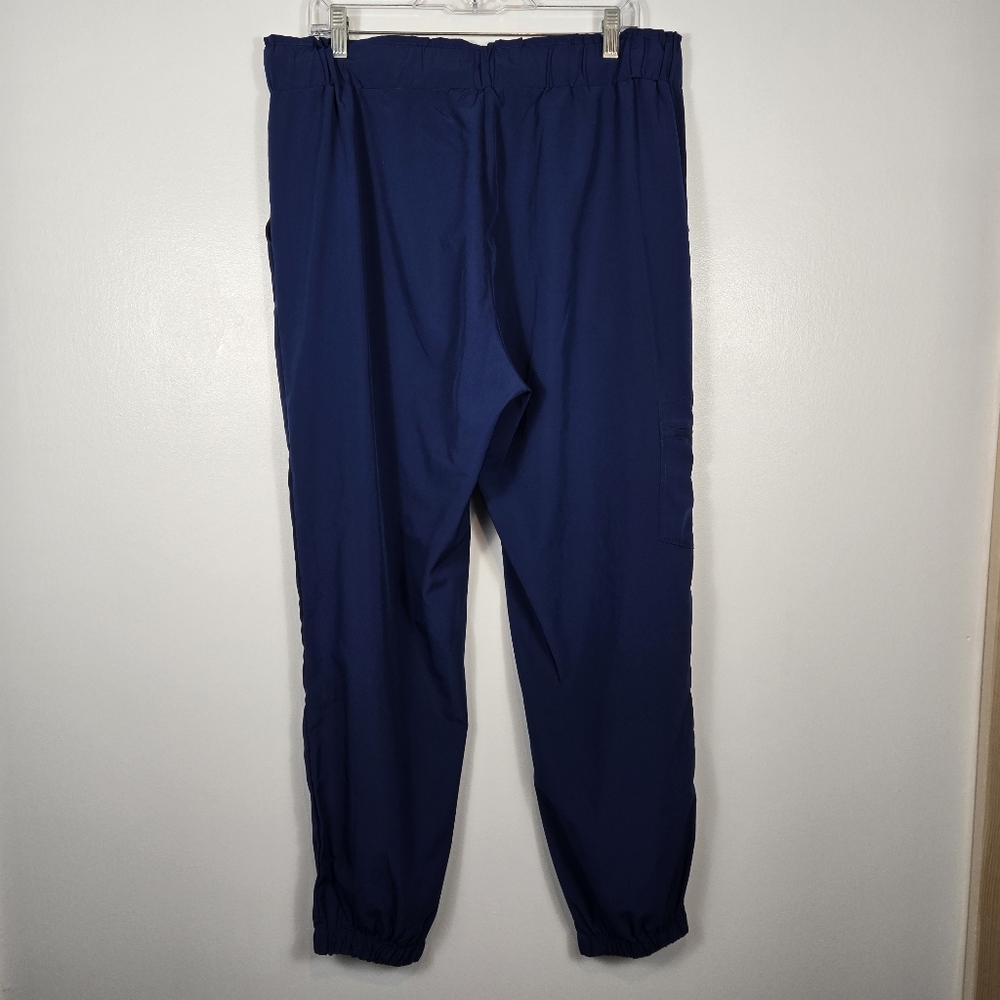 Be Kind Blue Scrub Jogger Elastic Drawstring Pull On Pants Womens Size XL - Picture 11 of 16